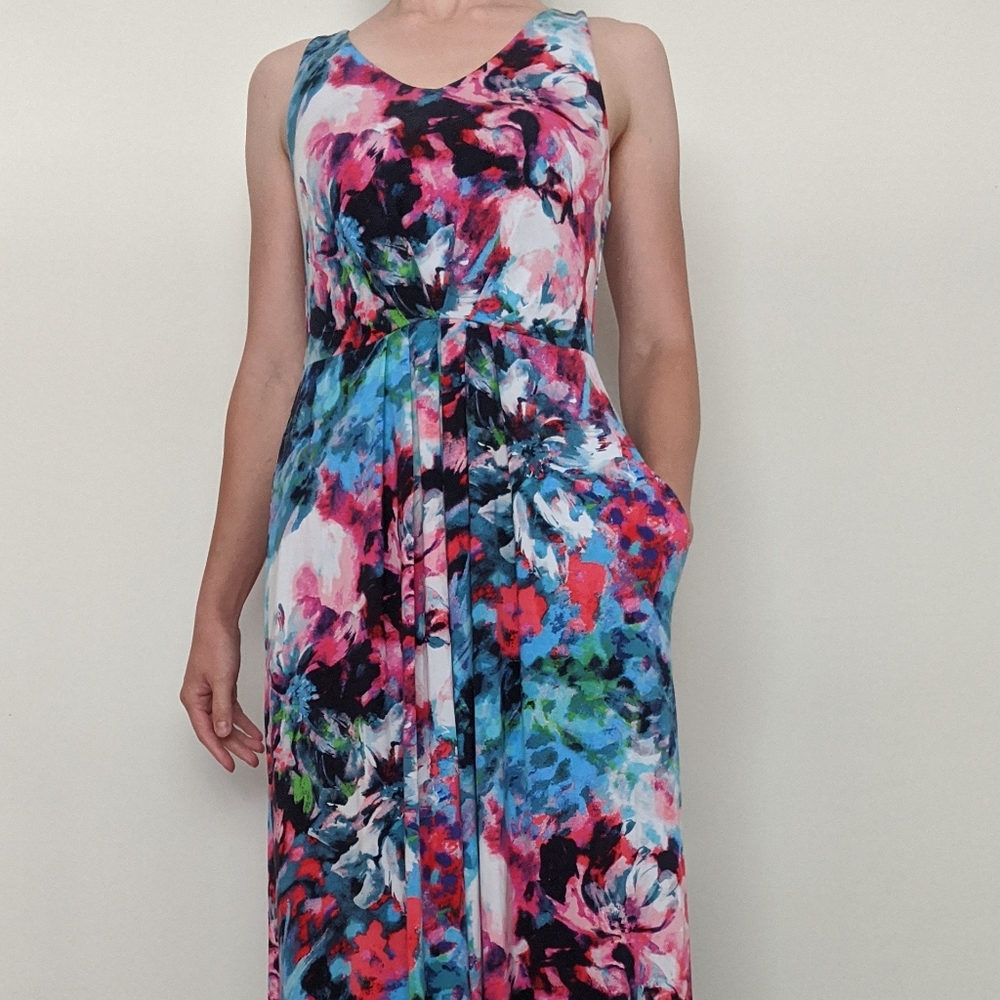 NWT Cynthia Rowley Watercolor Sleevless Maxi Dress Size Extra Small